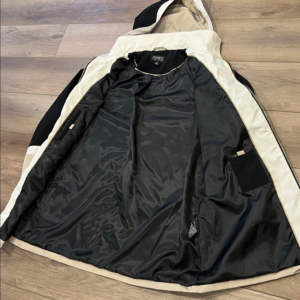 NWT Jones New York Black/Cream Jacket Size Large Rain Waterproof Lightweight - Picture 11 of 16
